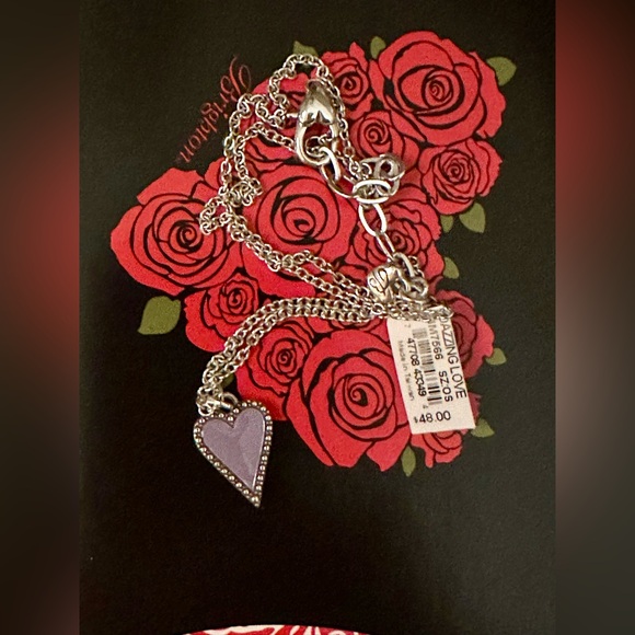 Brighton - BNWT/ tissue/ box -Dazzling Love- Silver/Enamel Purple Heart Necklace - Picture 8 of 9